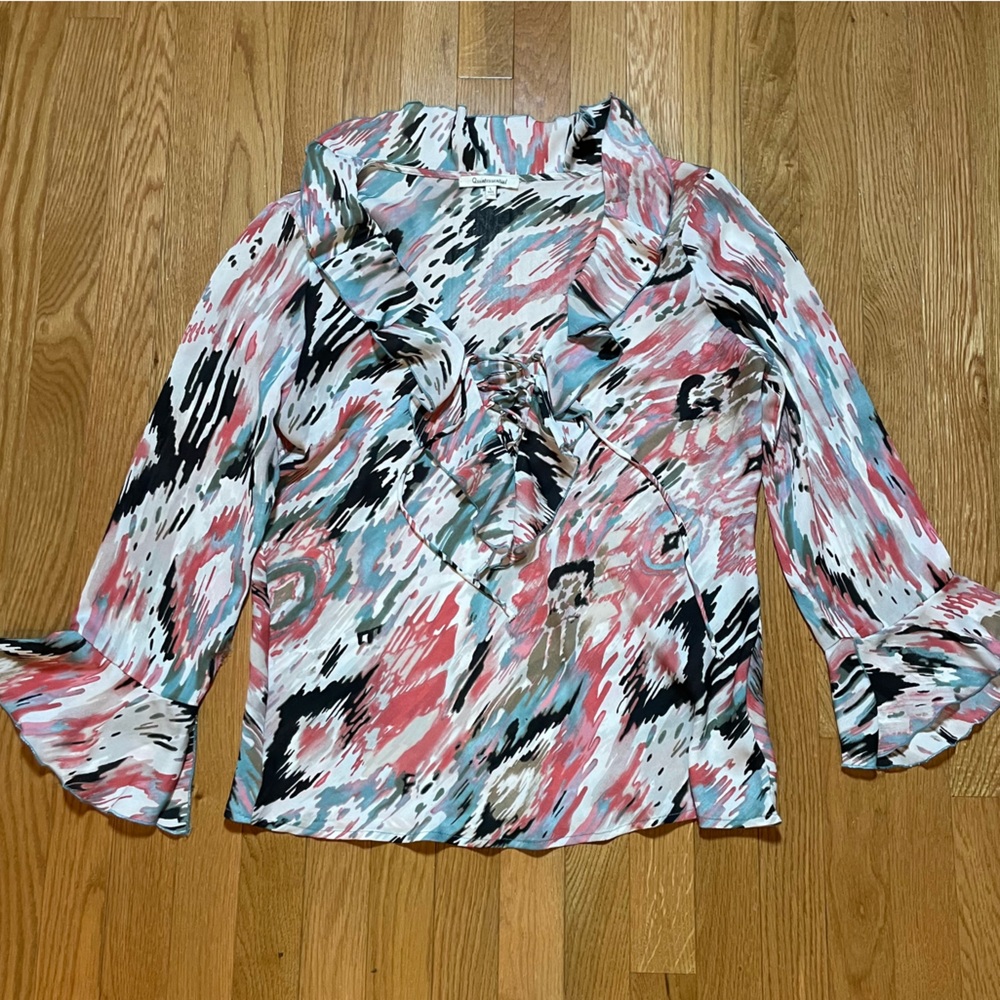 Front Tie Open Ruffled Neck Line Blouse - Picture 5 of 5